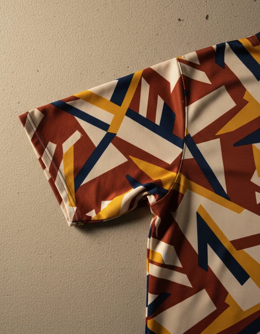 Sublimated sleeve print on a sports jersey.